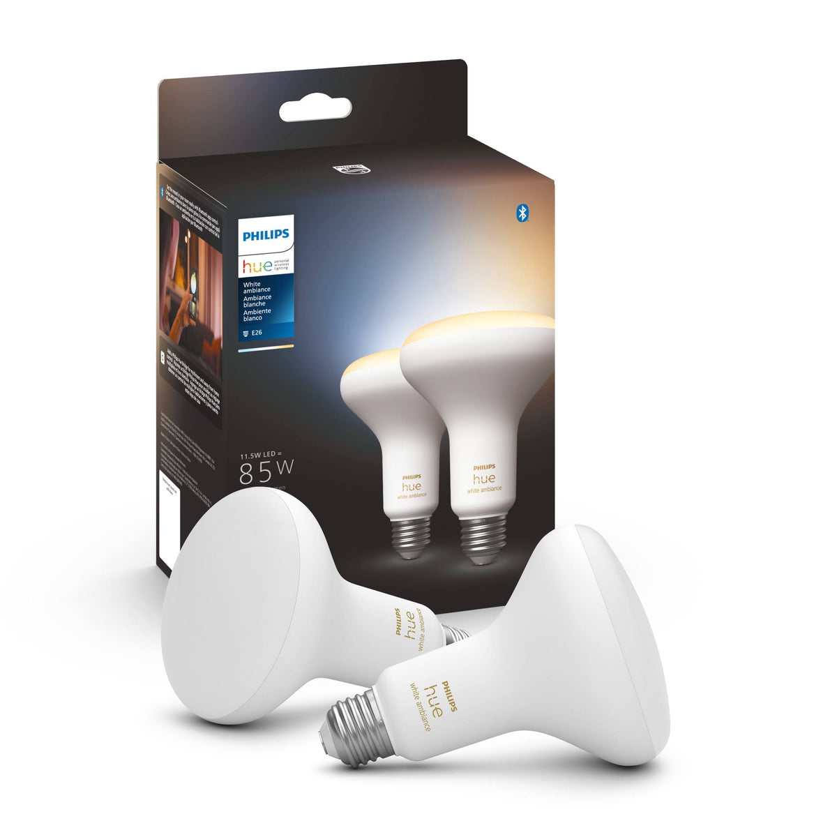Philips Hue White Ambiance BR30 Bluetooth 85W Smart LED Bulb 2-Pack - Product image 1