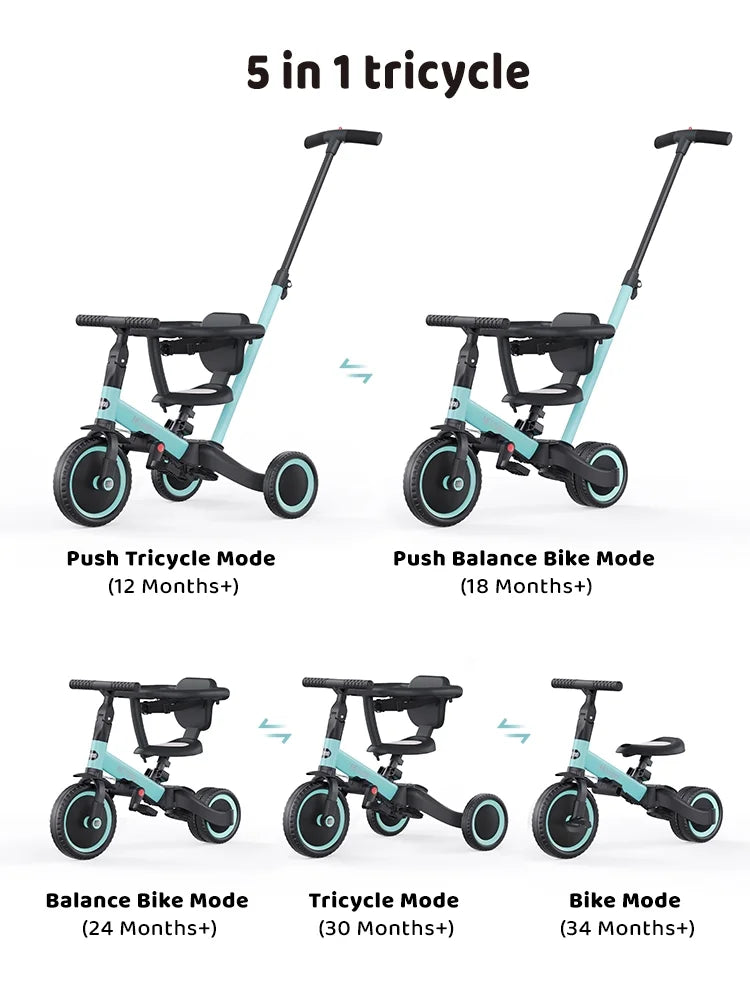 Newyoo TR008 5 - in - 1 Toddler Tricycle with Push Handle, Converts to Balance Bike for 1 - 3 Year Old - Product image 11