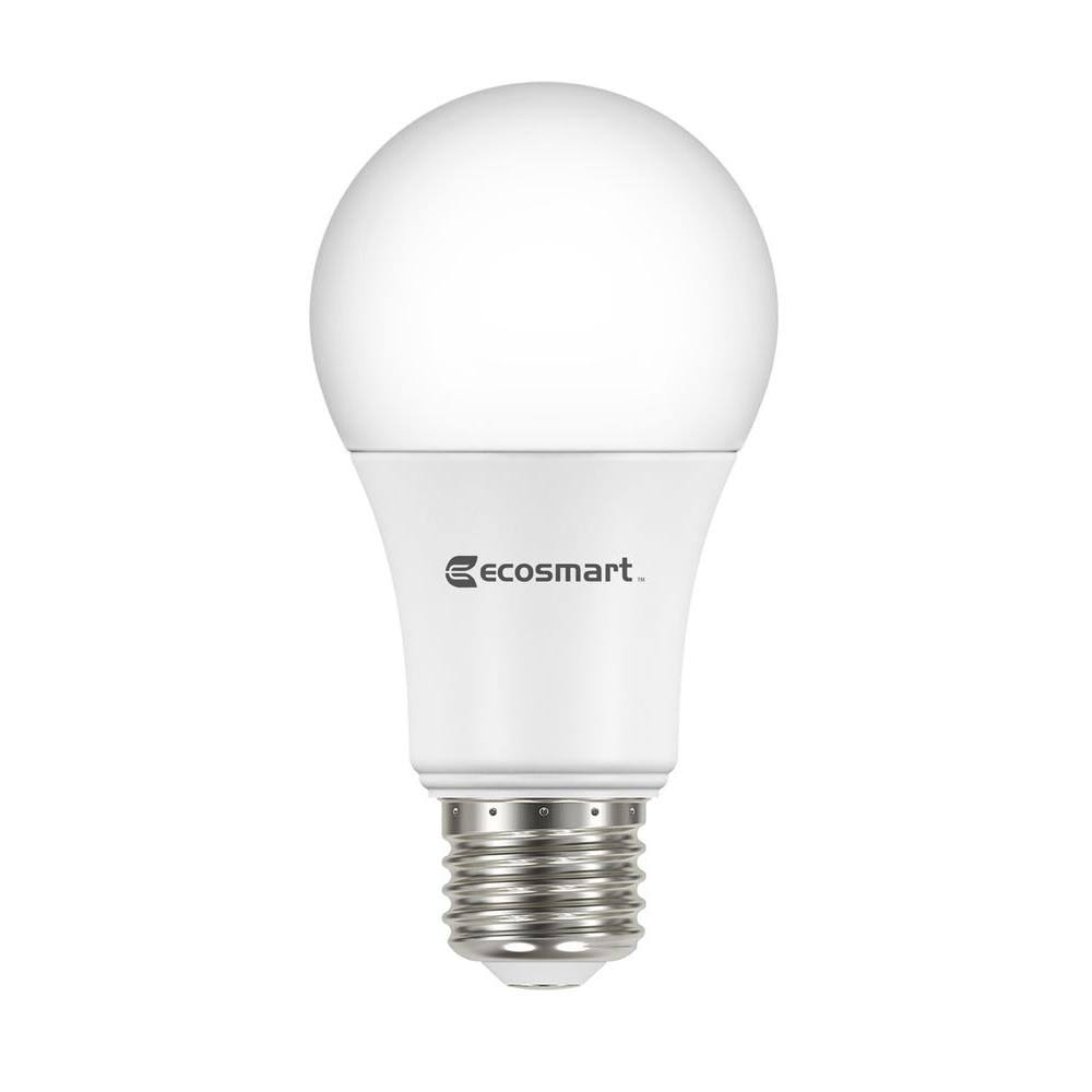 Ecosmart 60-Watt Equivalent A19 Non-Dimmable LED Light Bulb Daylight (8-Pack) - Product image 1