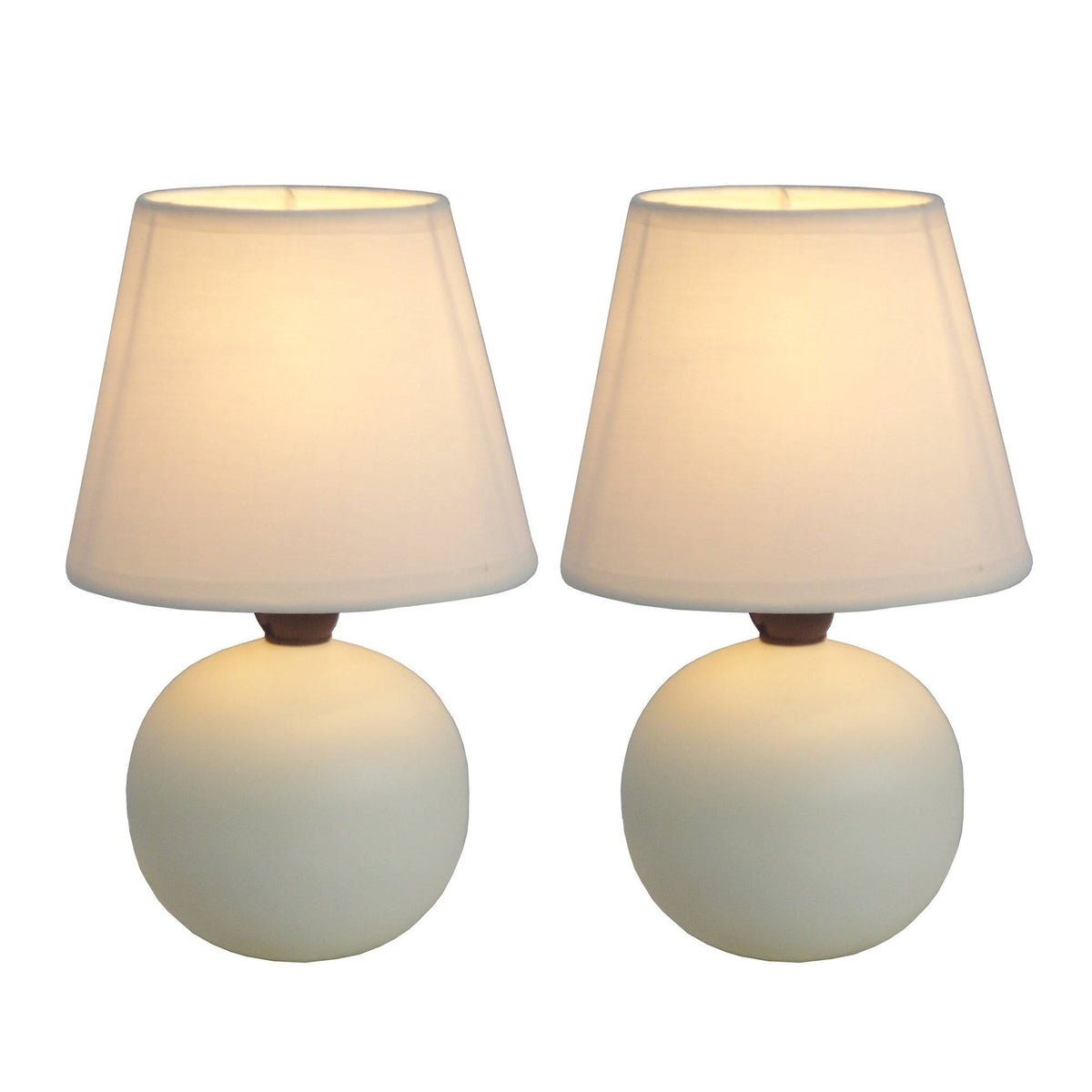 Simple Designs Mini Ceramic Globe Table Lamp 2 Pack Set - Off White - Product image 1