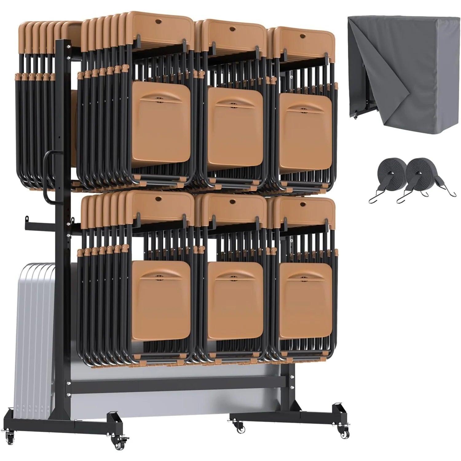 AECOJOY Folding Chair Rack, Heavy Duty 1080LBS Weight Capacity Chair Cart for 84 Chairs or 12 Tables - Product image 1