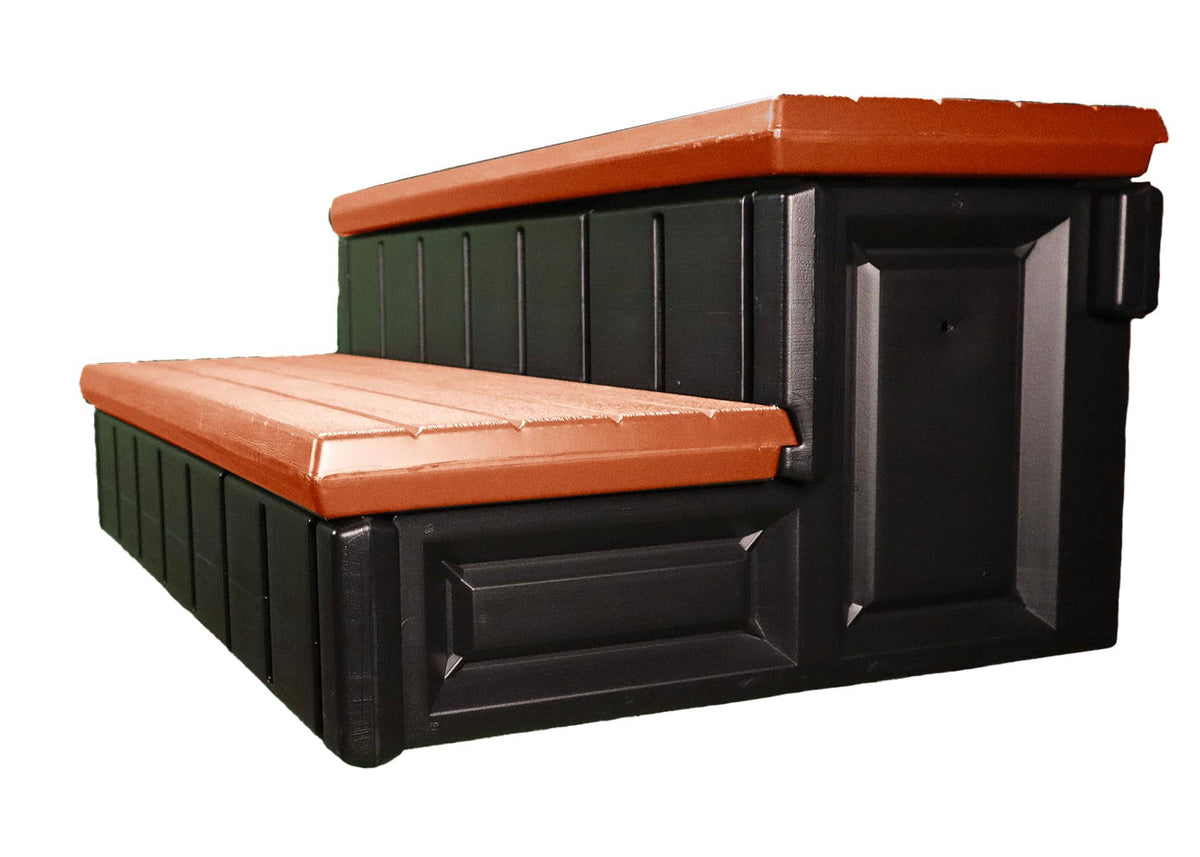 Leisure Accents 36" Deluxe Deck Patio Spa Hot Tub Steps, Redwood - Product image 1