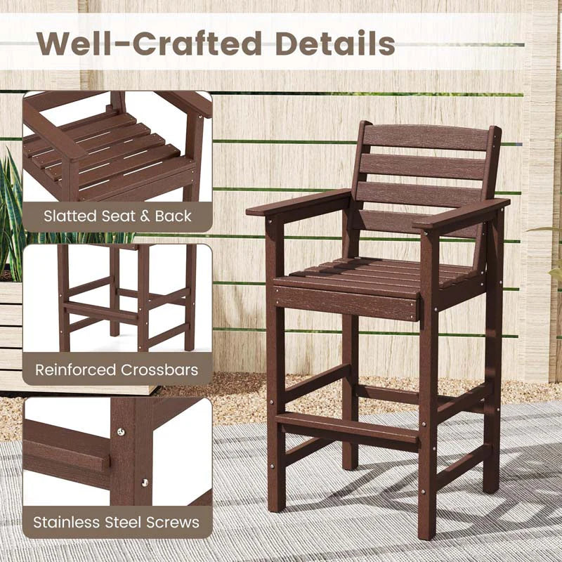 Adirondack Bar Chairs Set of 2/4, 29" HDPE Bar Height Outdoor Stools w/ Backrest & Footrest - Product image 33