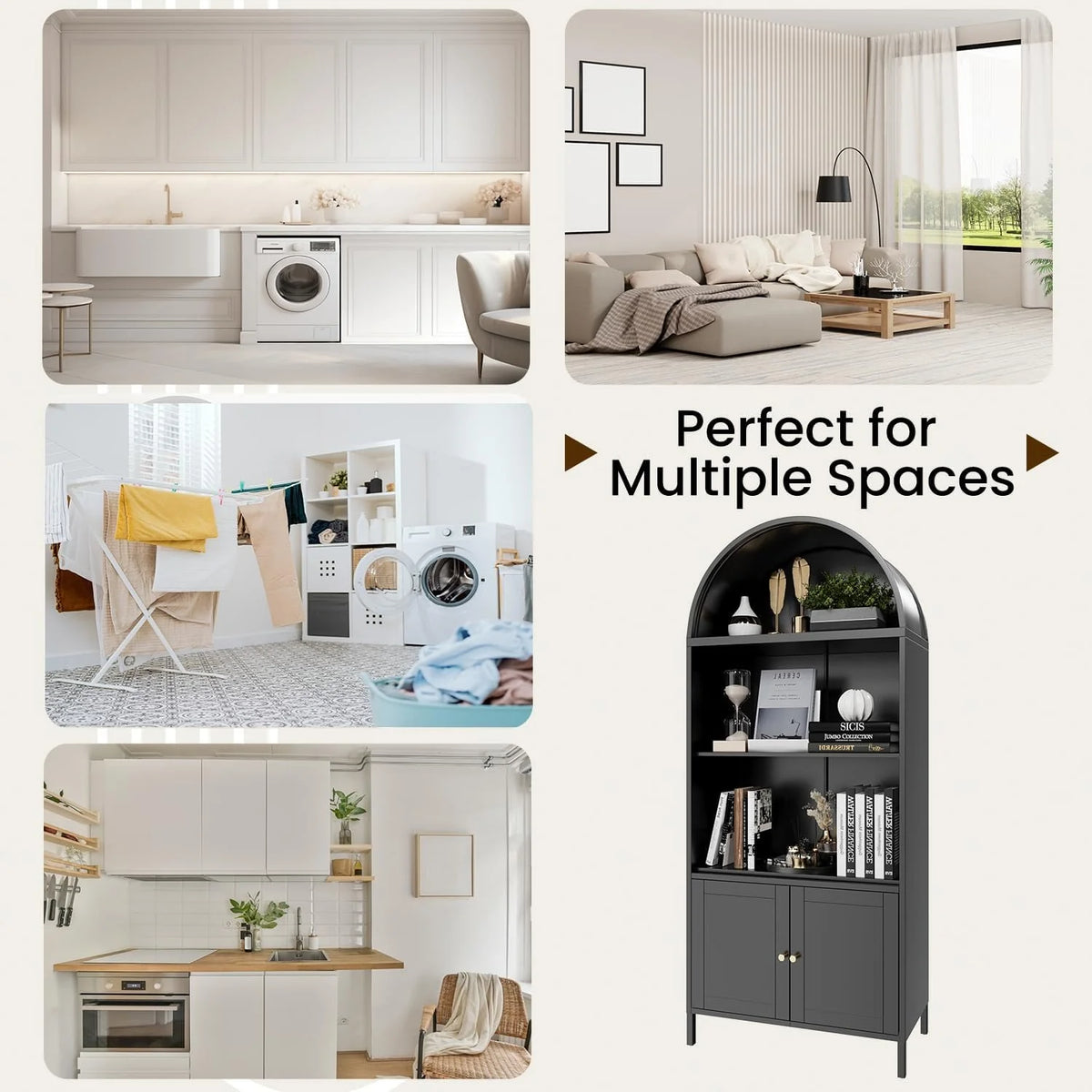 AECOJOY 73'' Arched Cabinet, Metal Kitchen Pantry with Adjustable Shelves - Product image 9