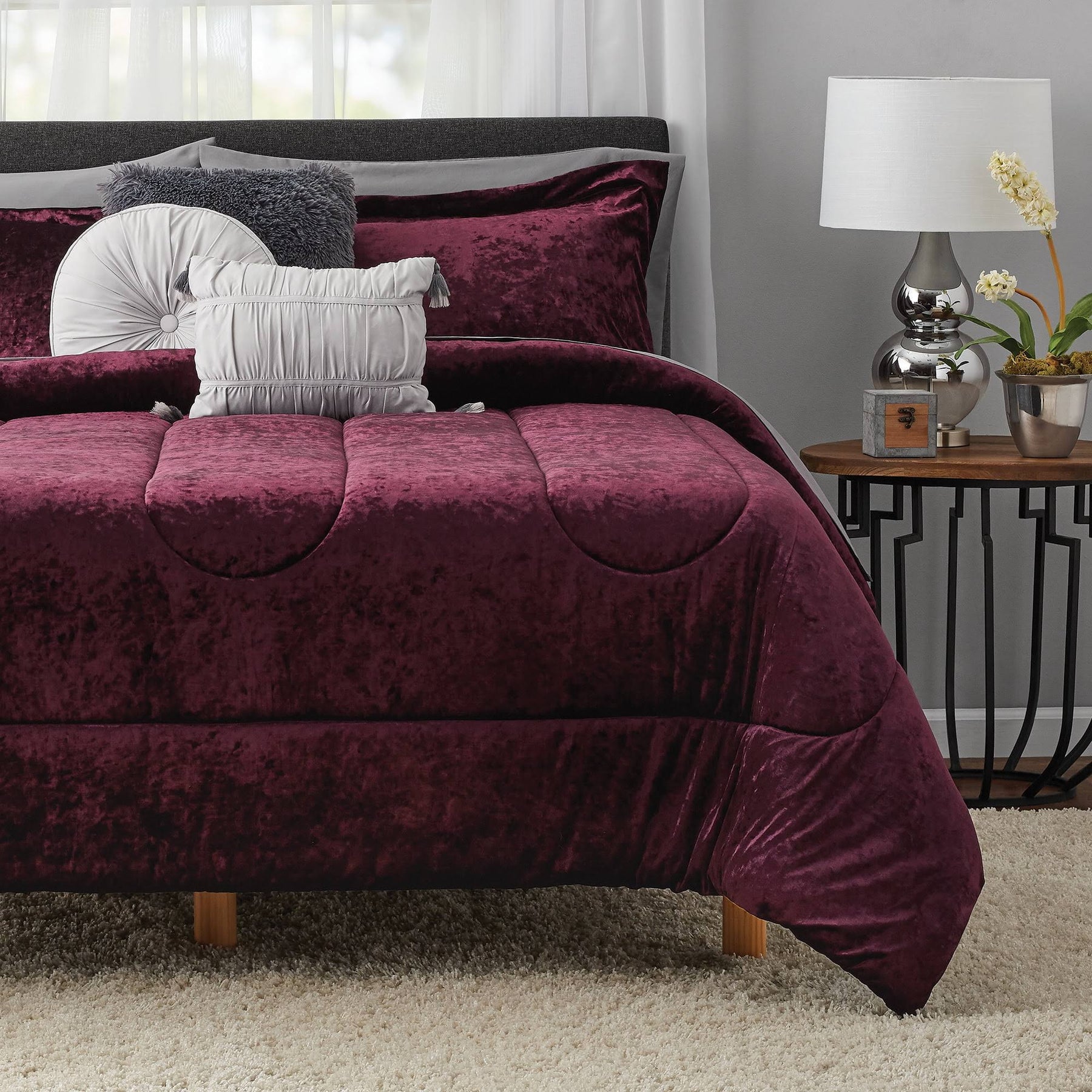 Mainstays Queen Size Metropolis Velvet Bed in A Bag Bedding Set with Bonus Sheet Set Plus Pillows - 10 ct - Product image 1