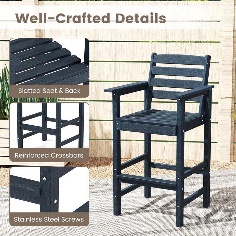 Adirondack Bar Chairs Set of 2/4, 29" HDPE Bar Height Outdoor Stools w/ Backrest & Footrest - Product image 15