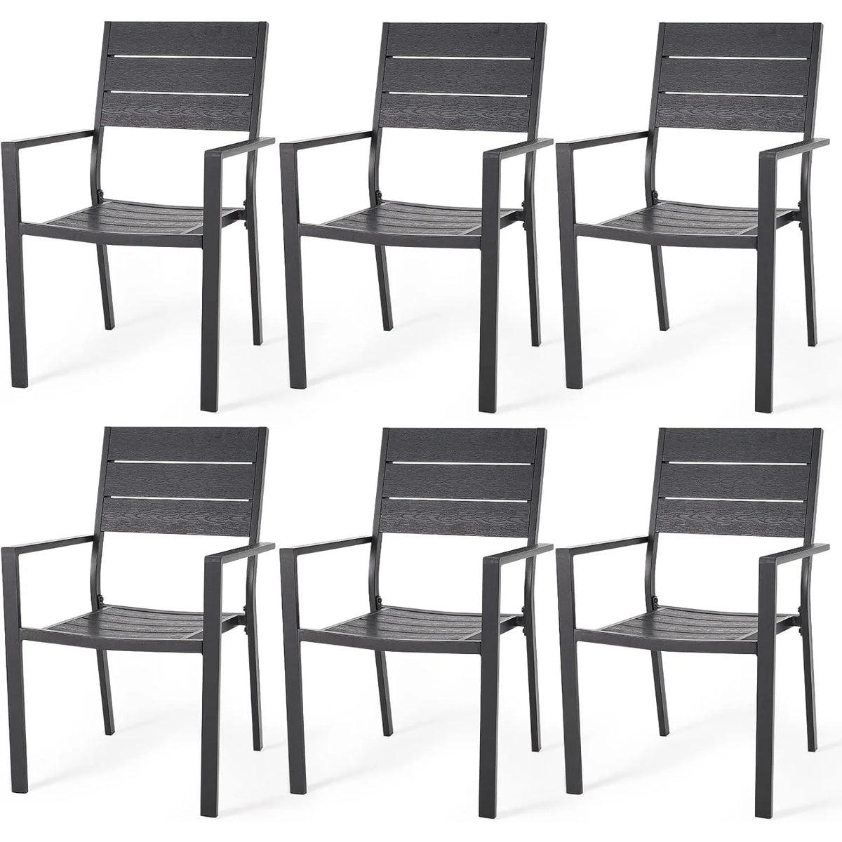 AECOJOY 6 Pieces Outdoor Dining Chairs, Aluminum Frame Stackable Patio Chair - Product image 1