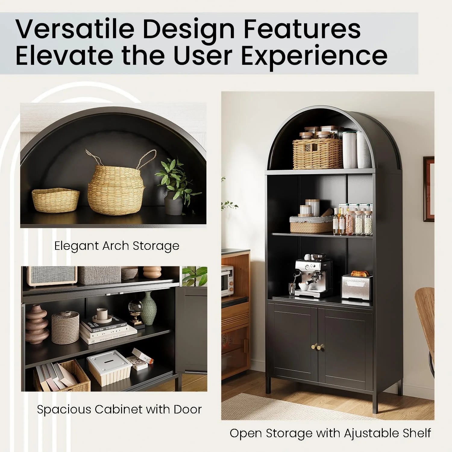 AECOJOY 73'' Arched Cabinet, Metal Kitchen Pantry with Adjustable Shelves - Product image 5