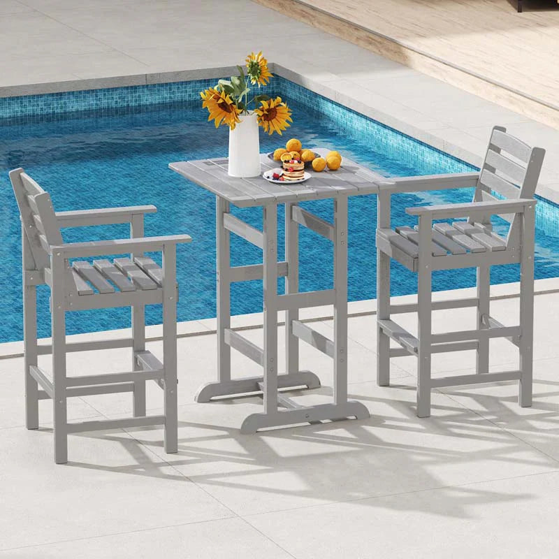Adirondack Bar Chairs Set of 2/4, 29" HDPE Bar Height Outdoor Stools w/ Backrest & Footrest - Product image 20