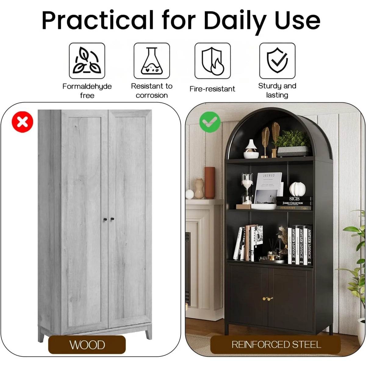 AECOJOY 73'' Arched Cabinet, Metal Kitchen Pantry with Adjustable Shelves - Product image 6