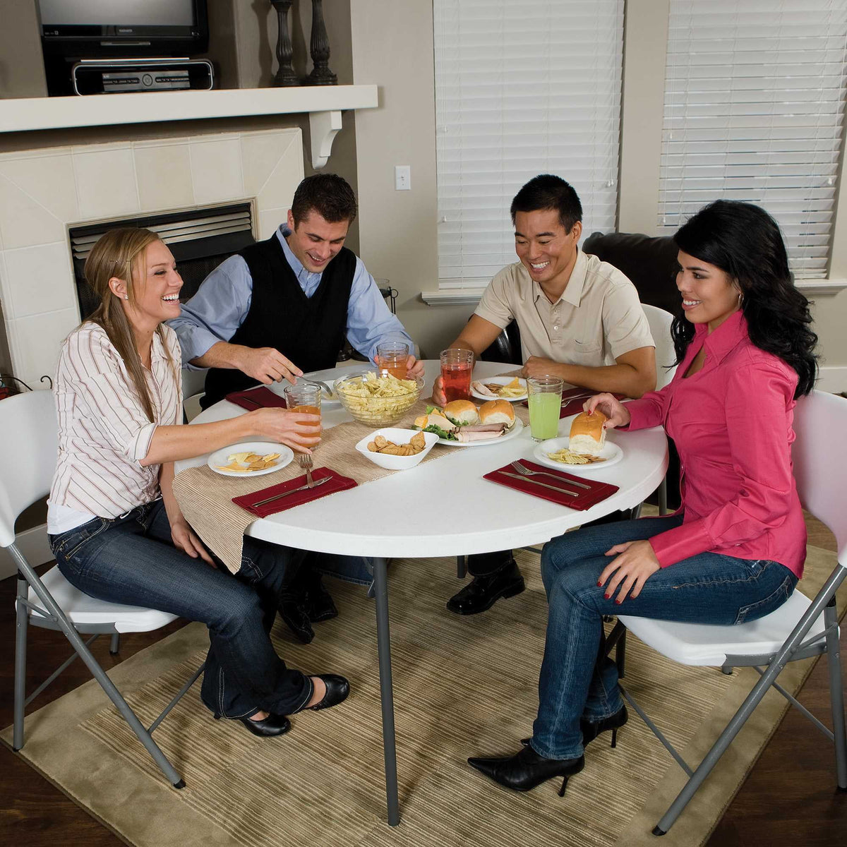 Lifetime 48 in Round Fold - in - Half Table, Indoor/Outdoor Essential, White Granite (280064) - Product image 28