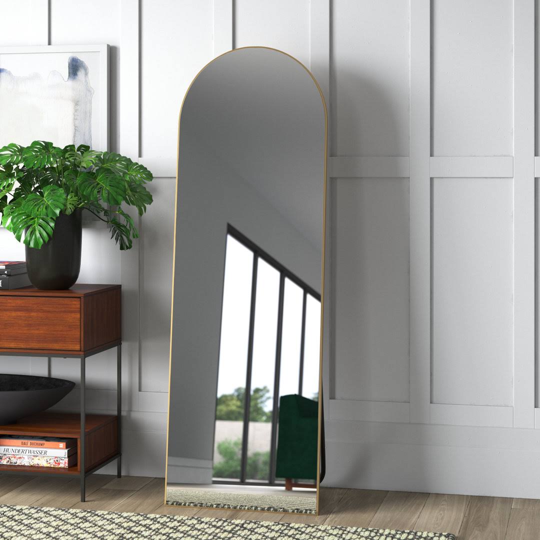 Greta Sleek Arched-Top Wall Mirror Mercury Row Finish: Gold - Product image 1