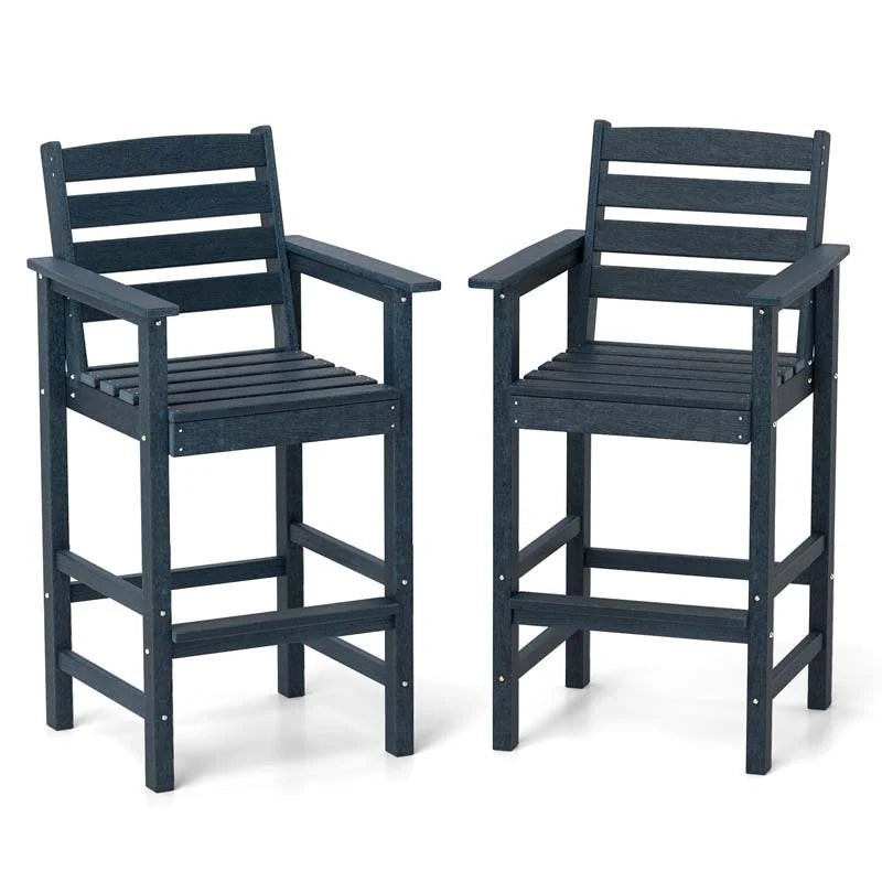 Adirondack Bar Chairs Set of 2/4, 29" HDPE Bar Height Outdoor Stools w/ Backrest & Footrest - Product image 10