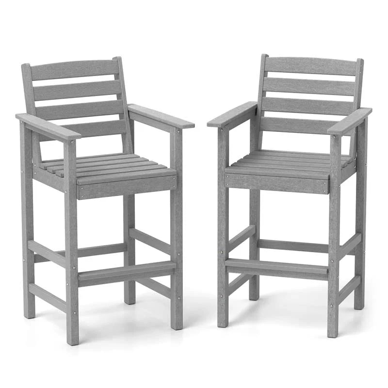 Adirondack Bar Chairs Set of 2/4, 29" HDPE Bar Height Outdoor Stools w/ Backrest & Footrest - Product image 19