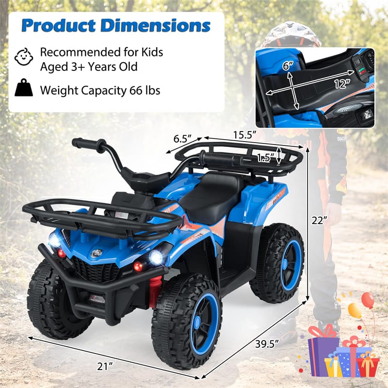 24V Kids ATV Ride On Quad, Electric 4 Wheeler Toy with 5Mph Max Speed, LED Headlights, Music - Product image 8