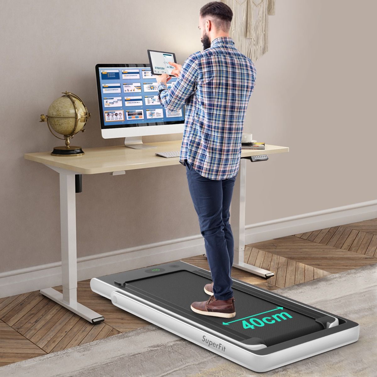 2 in 1 Foldable Electric Treadmill 1 to 12 Km/H with Bluetooth Speaker Remote Control 0.75HP Motor Green/White/Black/Red/Gold/Black and Silver/Blue -