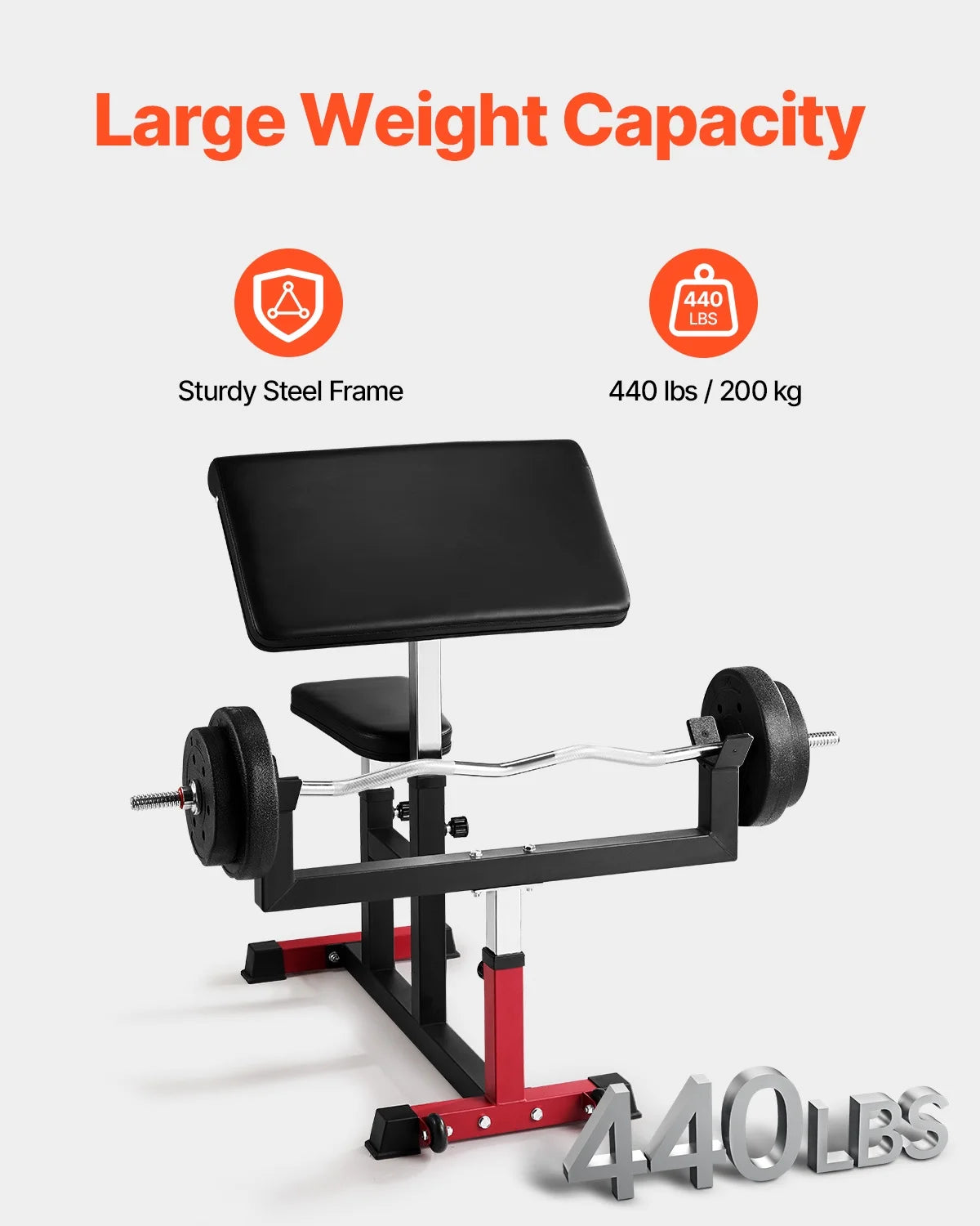 VEVOR Preacher Curl Bench, Strength Training Biceps Machine, Max Load 440 lb Home Gym Equipment - Product image 4