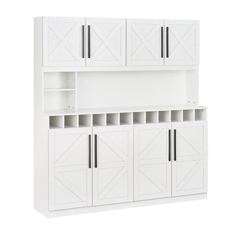 70" Farmhouse Pantry Cabinet, Kitchen Buffet Hutch with 12-Bottle Wine Rack, 8-Door Storage Cupboard - Product image 13