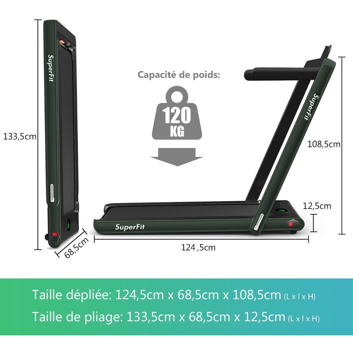 2 in 1 Foldable Electric Treadmill 1 to 12 Km/H with Bluetooth Speaker Remote Control 0.75HP Motor Green/White/Black/Red/Gold/Black and Silver/Blue -