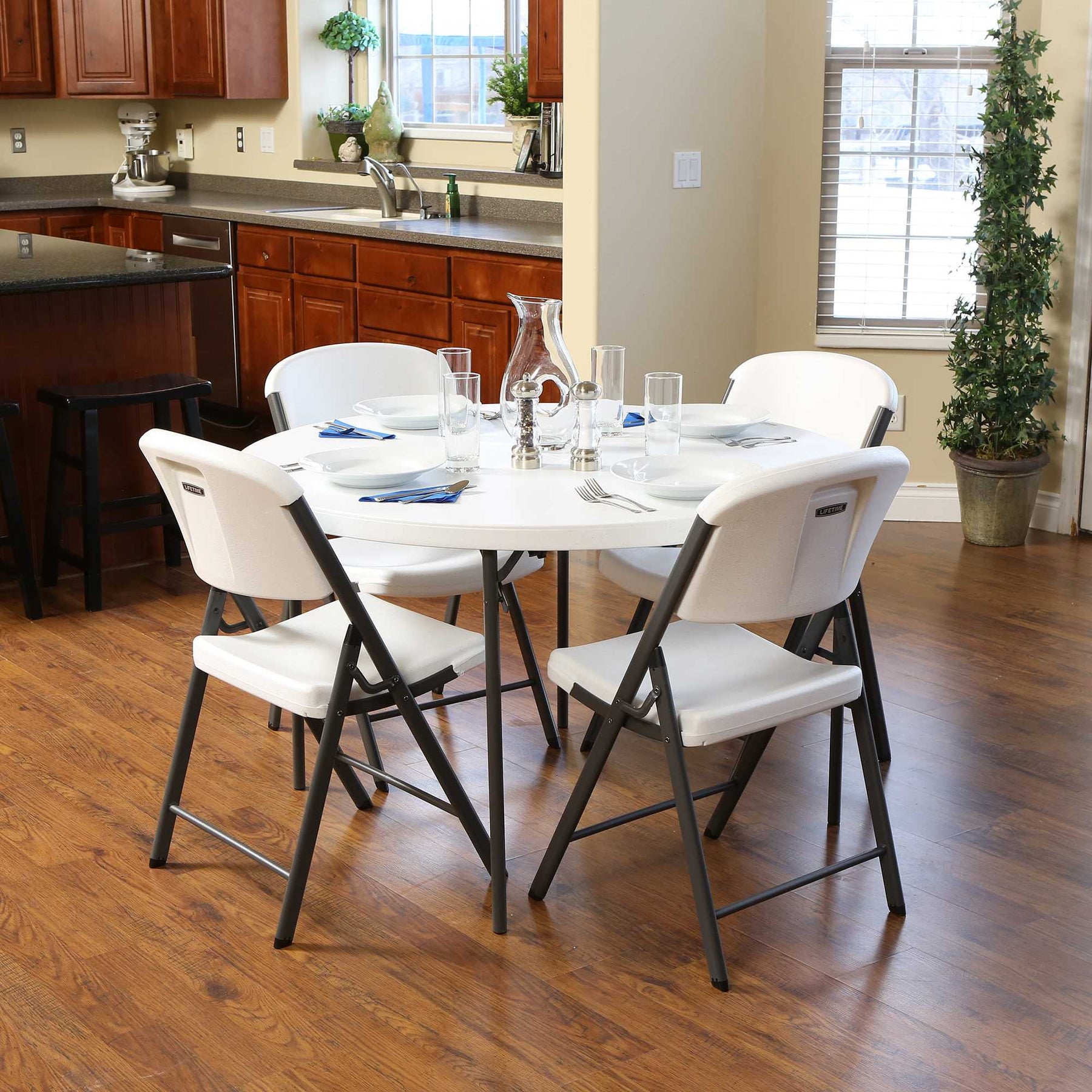 Lifetime 48 in Round Fold - in - Half Table, Indoor/Outdoor Essential, White Granite (280064) - Product image 27