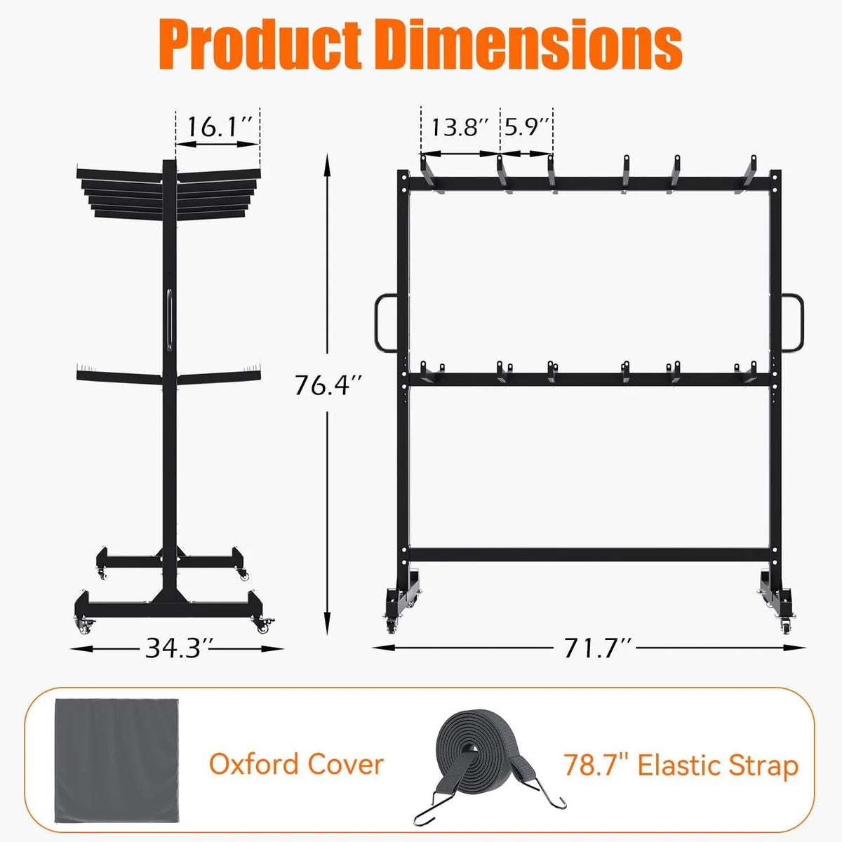 AECOJOY Folding Chair Rack, Heavy Duty 1080LBS Weight Capacity Chair Cart for 84 Chairs or 12 Tables - Product image 3
