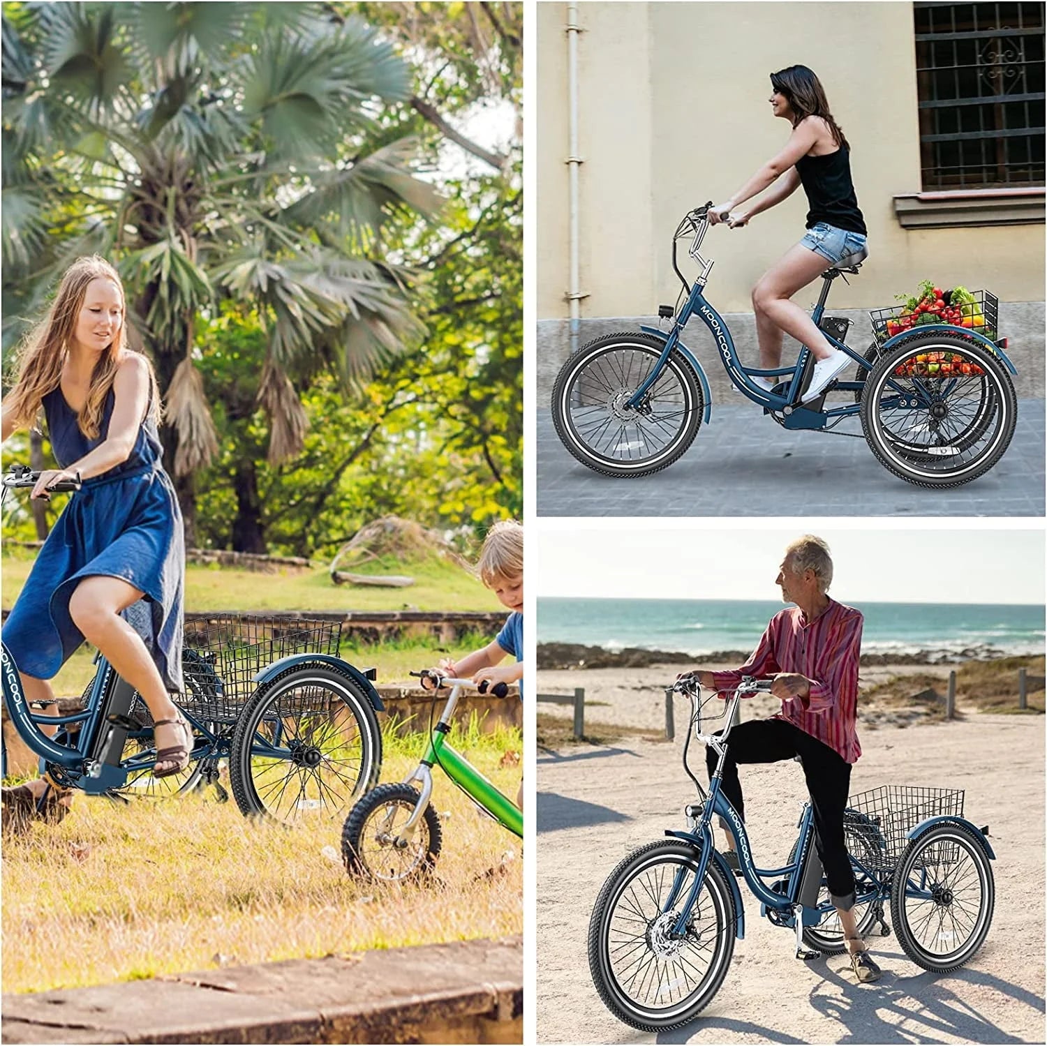 Mooncool 24" 26" 3 Wheel Electric Tricycle for Adults, 350W 36V 7 Speeds Motorized Electric Trike Three - Product image 13