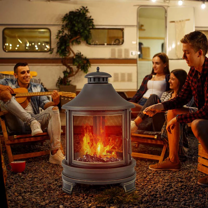 30" 2-in-1 Metal Chiminea Fire Pit with Adjustable Grill & Chimney - Product image 5