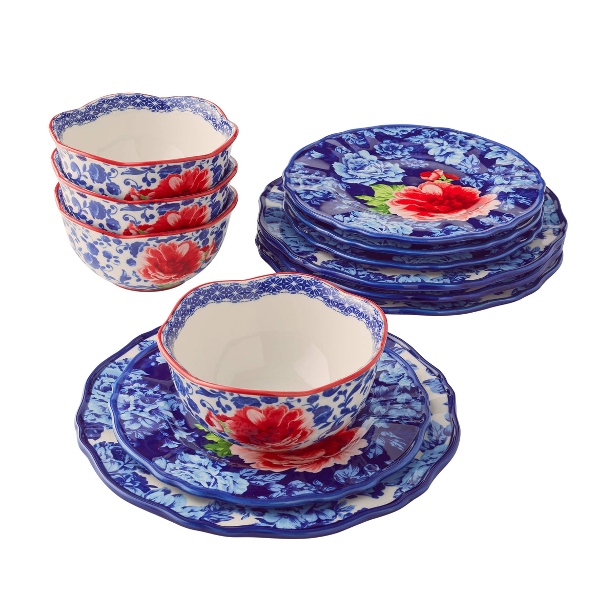 The Pioneer Woman Heritage Floral 12-Piece Stoneware Dinnerware Set - Product image 1