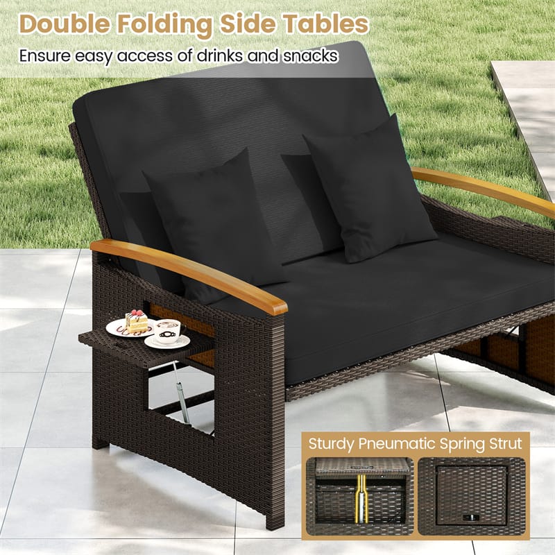 Patio Rattan Daybed with Adjustable Backrest, 2-Person Outdoor Wicker Loveseat with Storage Ottoman - Product image 32