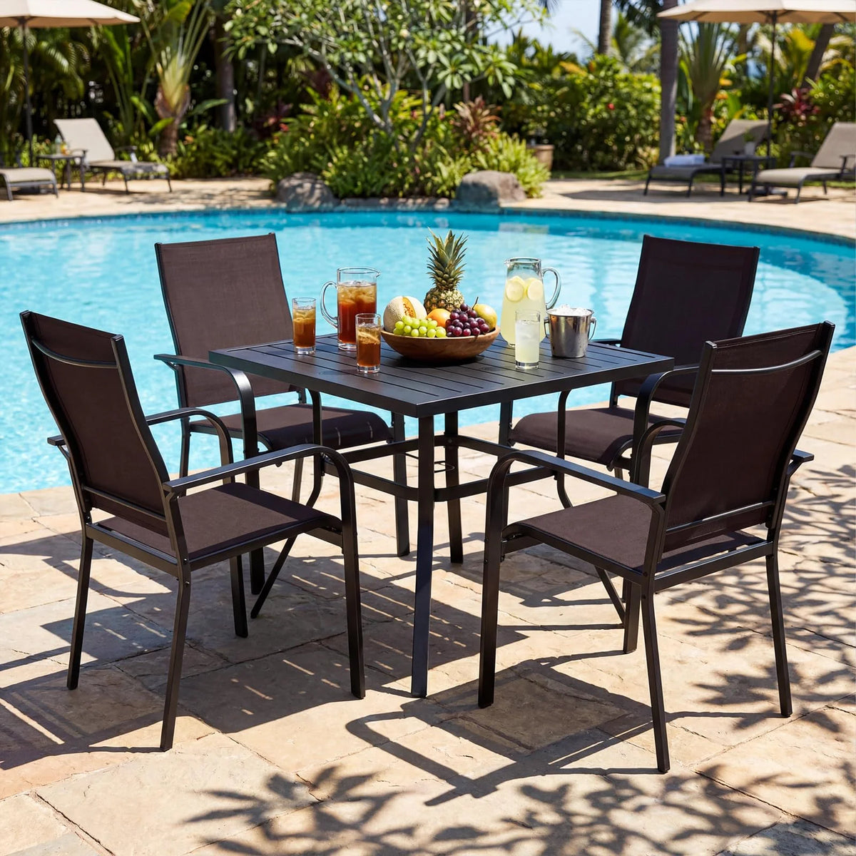 Tangkula 5 Pieces Patio Dining Set for 4 with Umbrella Hole