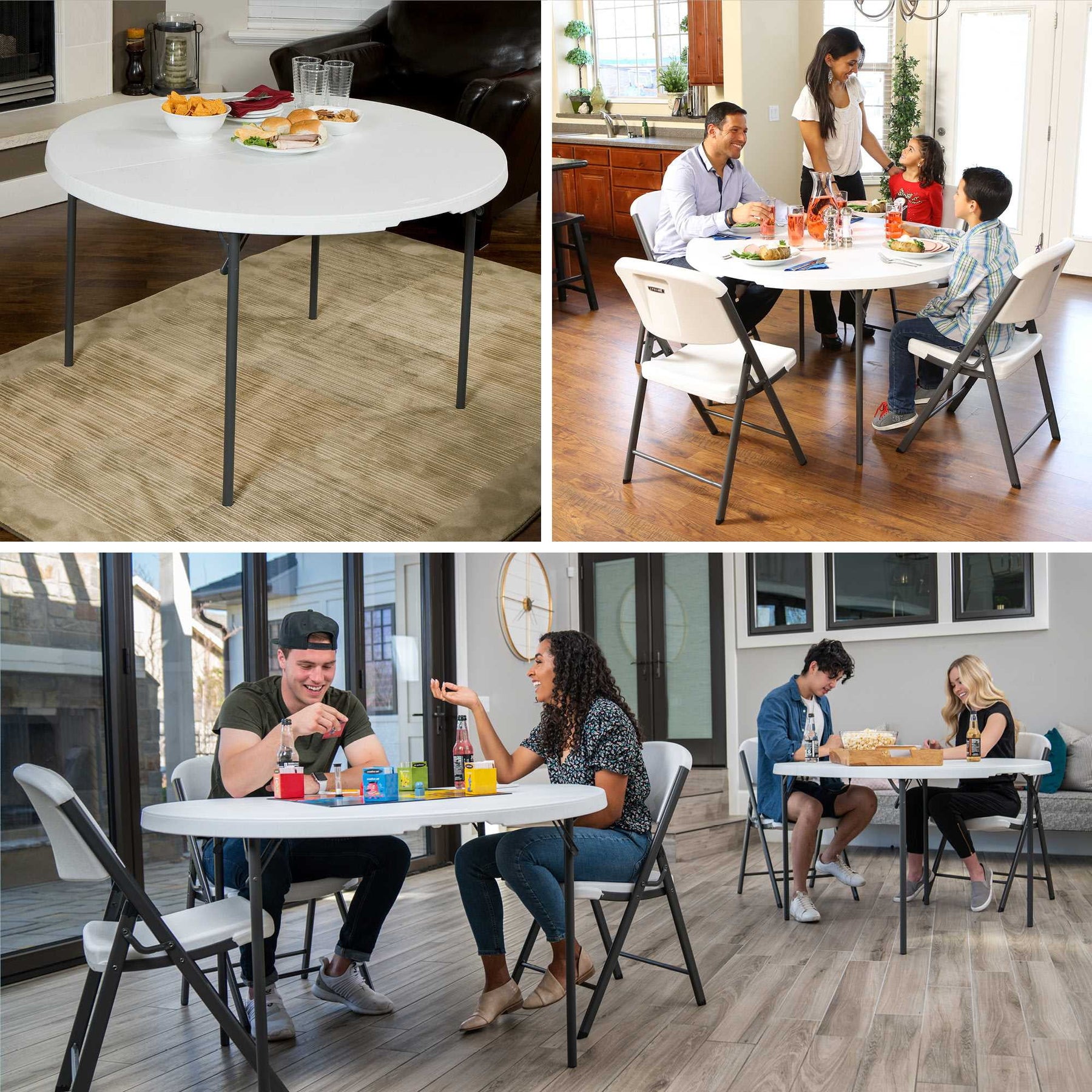 Lifetime 48 in Round Fold - in - Half Table, Indoor/Outdoor Essential, White Granite (280064) - Product image 10