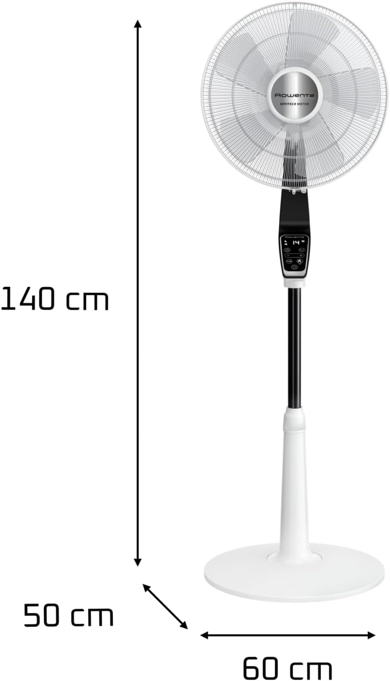 Rowenta Turbo Silence Extreme Pedestal Fan, Powerful, Quiet, Energy Efficient, Design, 12h Timer, Remote Control VU5690F0
