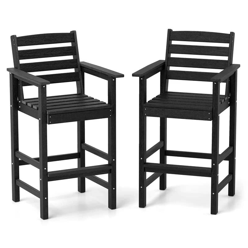 Adirondack Bar Chairs Set of 2/4, 29" HDPE Bar Height Outdoor Stools w/ Backrest & Footrest - Product image 1