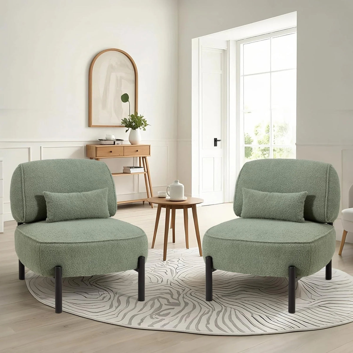 AECOJOY Mid Century Modern Accent Chair, Extra Large Teddy Upholstered Lounge Chair with Pillow - Product image 12