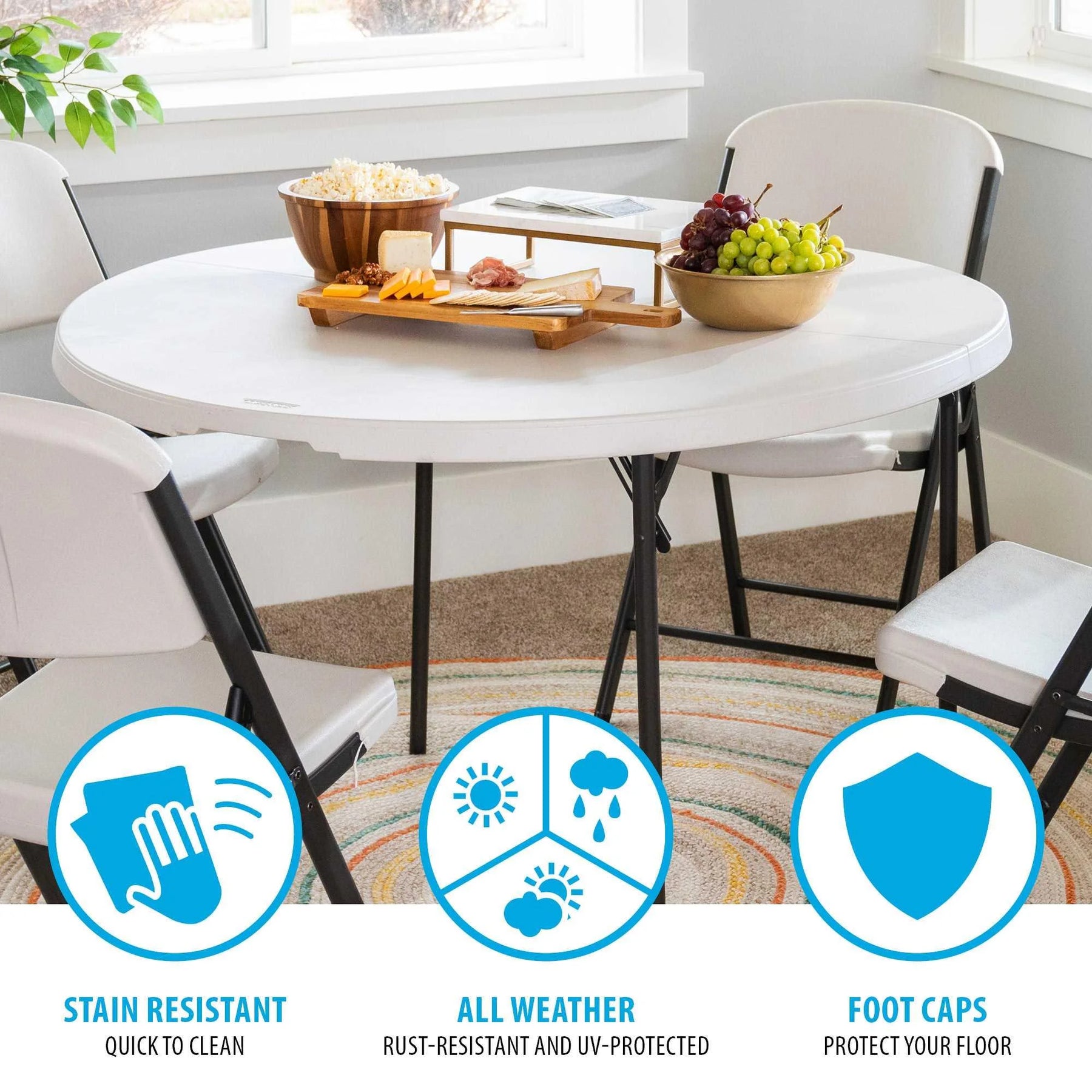 Lifetime 48 in Round Fold - in - Half Table, Indoor/Outdoor Essential, White Granite (280064) - Product image 18