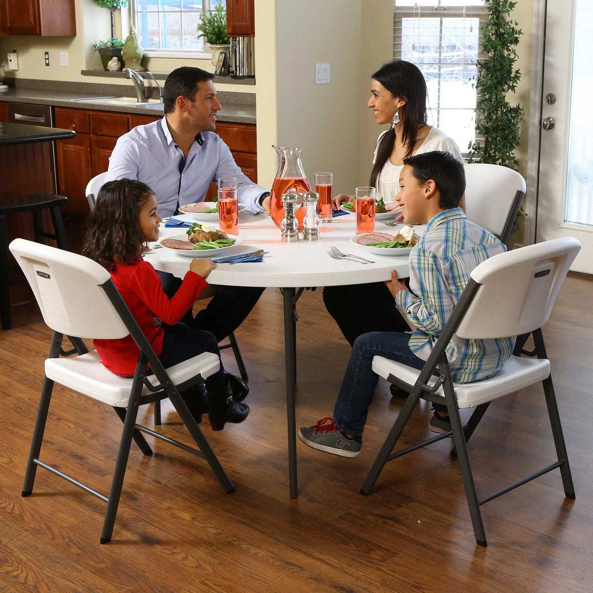 Lifetime 48 in Round Fold - in - Half Table, Indoor/Outdoor Essential, White Granite (280064) - Product image 22