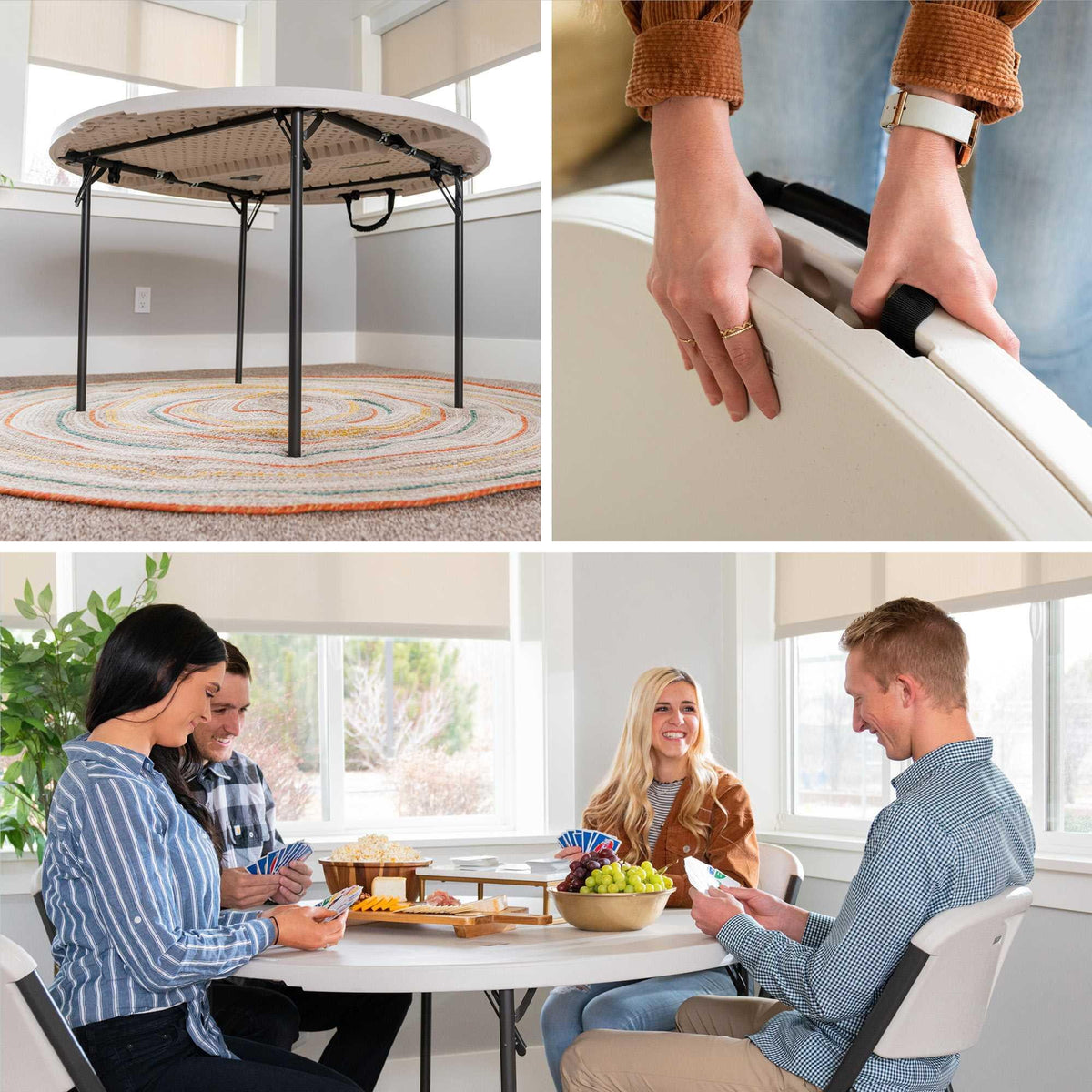 Lifetime 48 in Round Fold - in - Half Table, Indoor/Outdoor Essential, White Granite (280064) - Product image 19