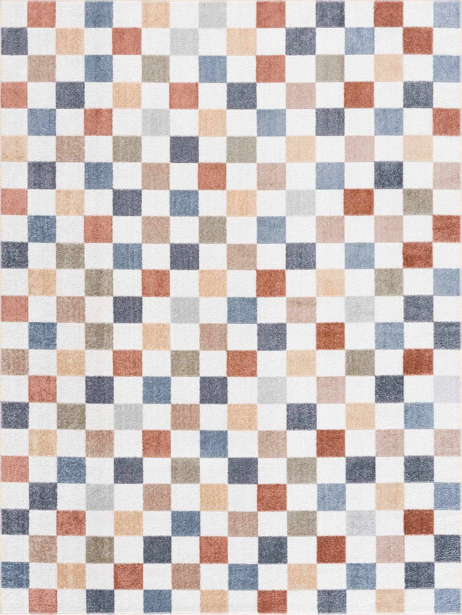 Hauteloom Alie Colorful Checkered Washable Rug - Washable Area Rug for Living Room, Bedroom - Product image 1