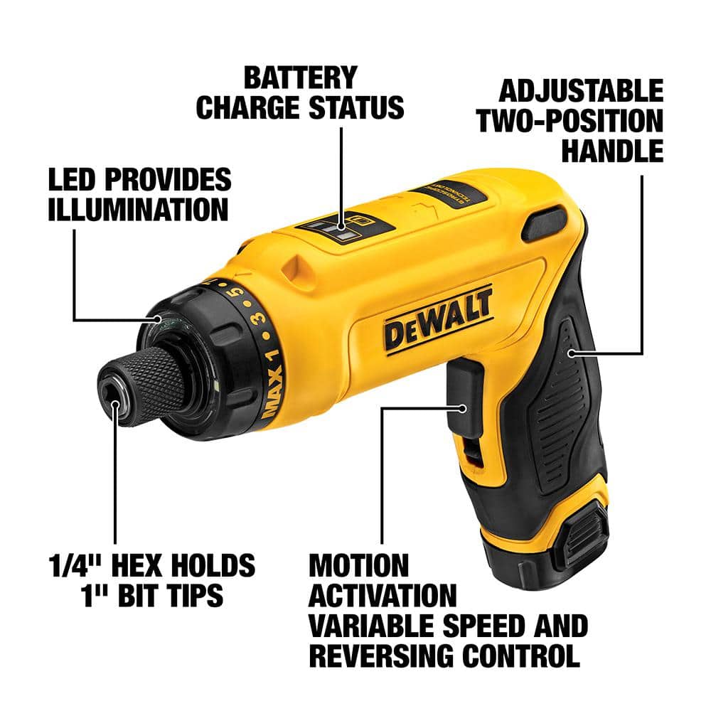 8V MAX Cordless Gyroscopic Screwdriver with Adjustable Handle. (2) 1.0Ah Batteries. Charger - Product image 2