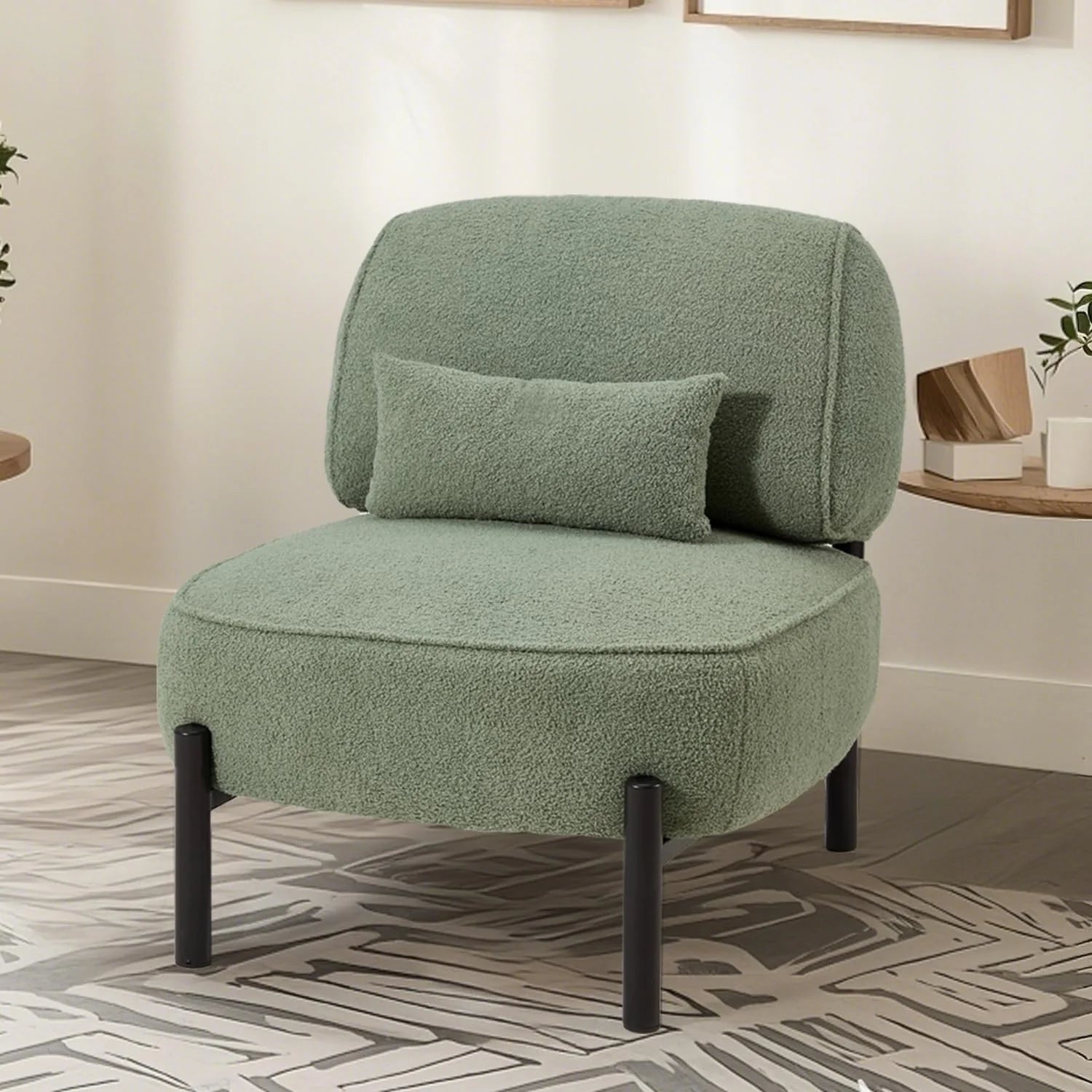 AECOJOY Mid Century Modern Accent Chair, Extra Large Teddy Upholstered Lounge Chair with Pillow - Product image 11