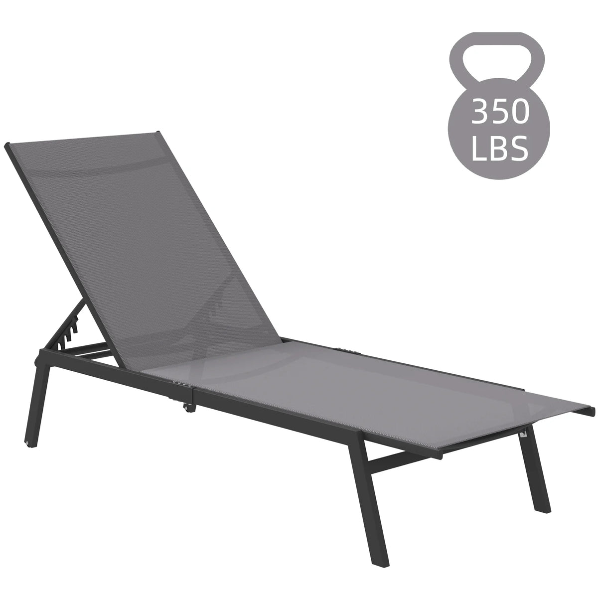 AECOJOY Patio Lounge Chairs, Outdoor Chaise Lounge with Wheels, Dark Grey - Product image 1