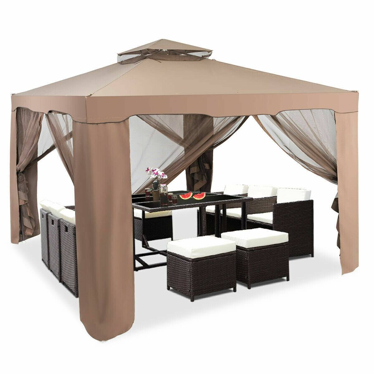 Gymax 10'x 10' Canopy Gazebo Tent Shelter w/Mosquito Netting Outdoor Patio - Product image 1