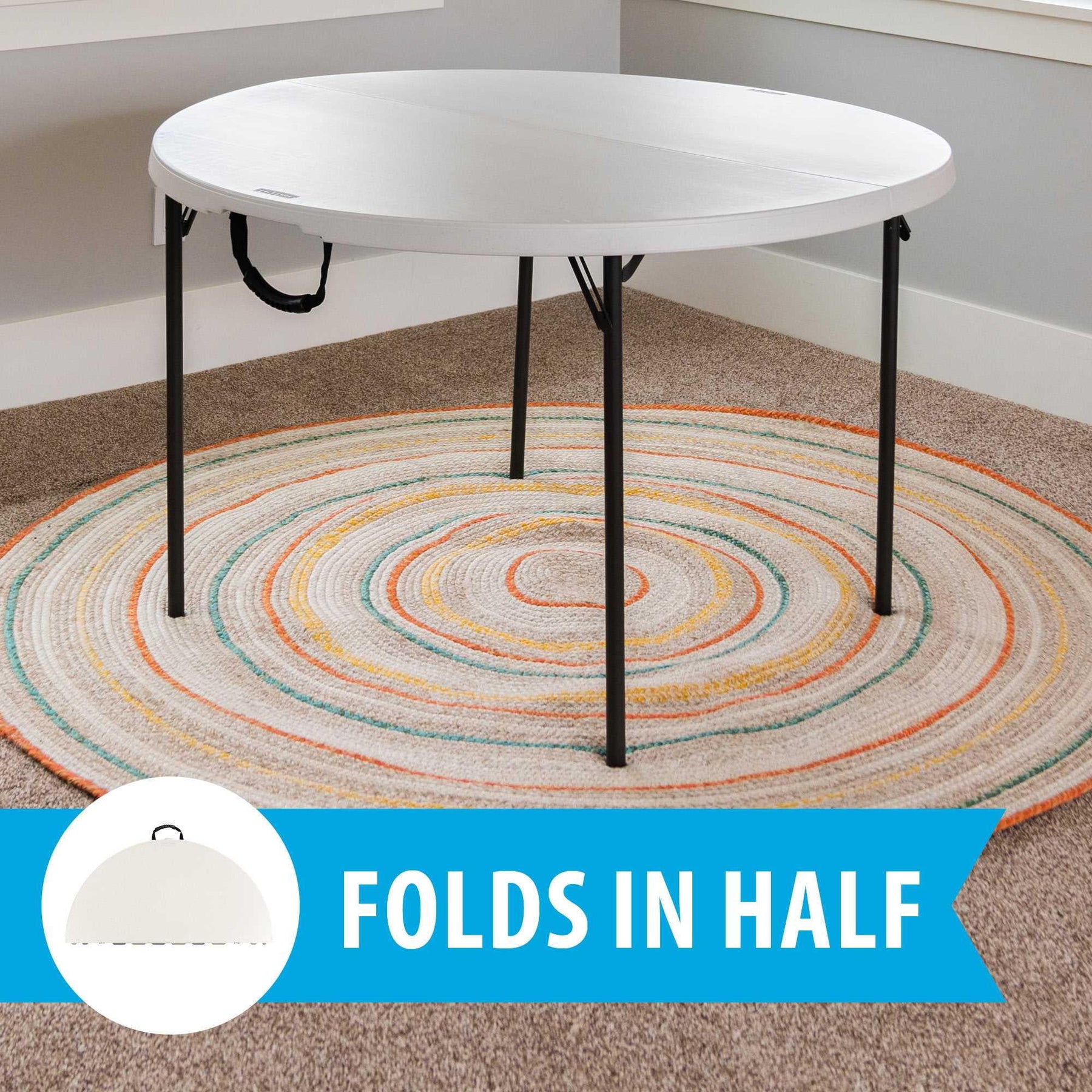 Lifetime 48 in Round Fold - in - Half Table, Indoor/Outdoor Essential, White Granite (280064) - Product image 15