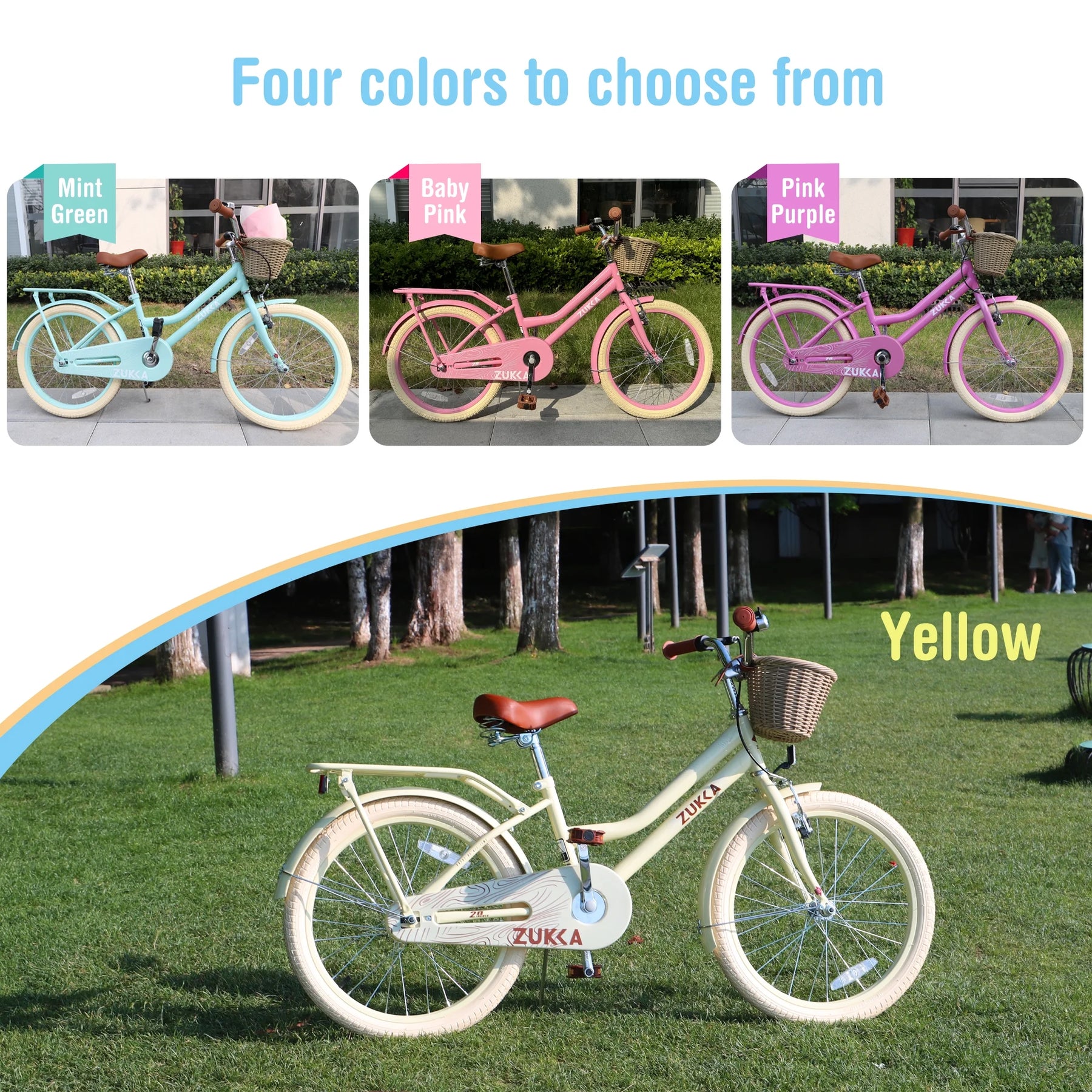 20" Kids Bike Girls Bike with Basket Single Speed Steel Frame Children Bicycle for 7 - 10 Years, Pink - Product image 9