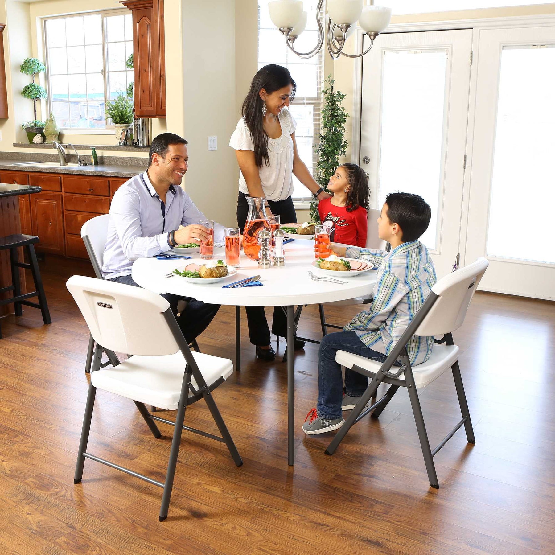 Lifetime 48 in Round Fold - in - Half Table, Indoor/Outdoor Essential, White Granite (280064) - Product image 23