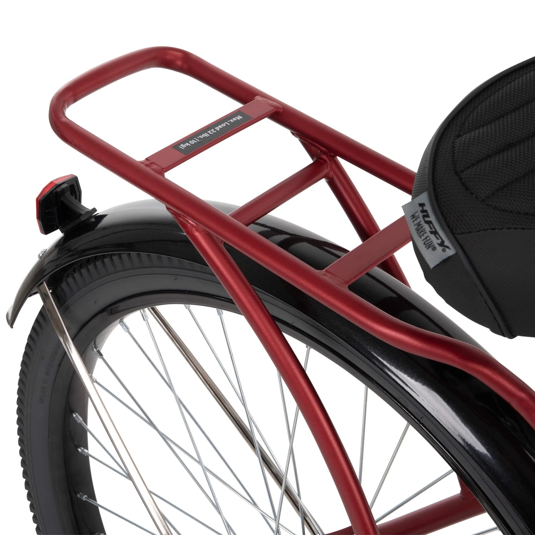 26" Huffy Nel Lusso Beach Cruiser Bike, Basket, Cargo Rack, Red, Ages 12+ - Product image 8