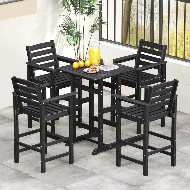 Adirondack Bar Chairs Set of 2/4, 29" HDPE Bar Height Outdoor Stools w/ Backrest & Footrest - Product image 9