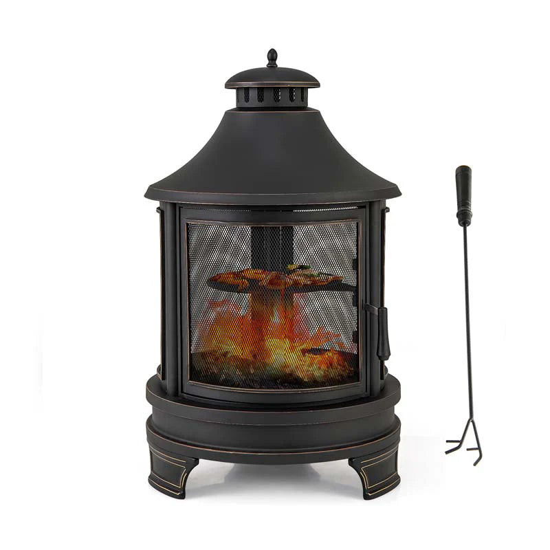 30" 2-in-1 Metal Chiminea Fire Pit with Adjustable Grill & Chimney - Product image 2