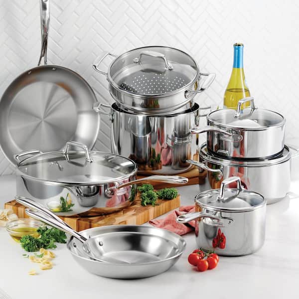14 Piece Tri-Ply Clad Stainless Steel Cookware Set with Glass Lids - Product image 2