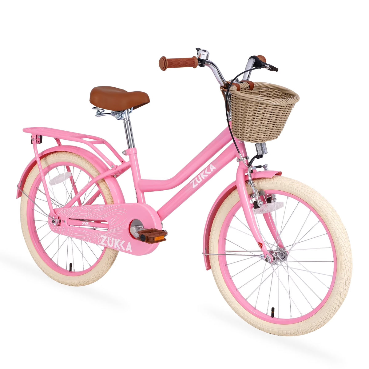 20" Kids Bike Girls Bike with Basket Single Speed Steel Frame Children Bicycle for 7 - 10 Years, Pink - Product image 1